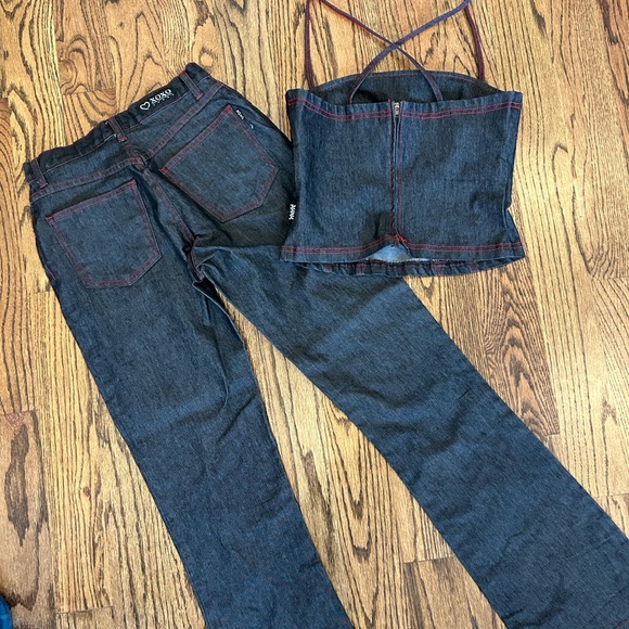 XOXO Dark Wash Matching Set with Red Stitching - Picture 2 of 9